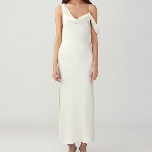 FAME and PARTNERS NWTFrancois Midi Dress US 4, Fabric & Color: Ivory Matte Satin